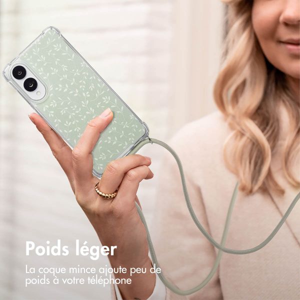 imoshion Coque Design avec cordon Samsung Galaxy S25 Edge - Smoke Green Flowers