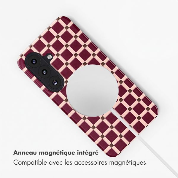 Selencia Coque arrière Vivid avec MagSafe Samsung Galaxy S26 - Check This Burgundy
