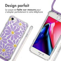 imoshion Coque Design avec cordon Apple iPhone SE (2022 / 2020) / 8 / 7 - Tropical Violet Flowers Connect