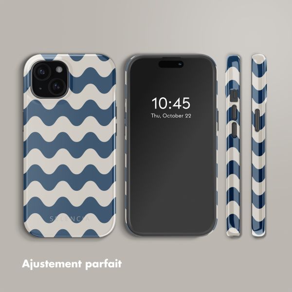 Selencia Coque arrière Vivid avec MagSafe Apple iPhone 15 - Wave Vibes Classic Blue