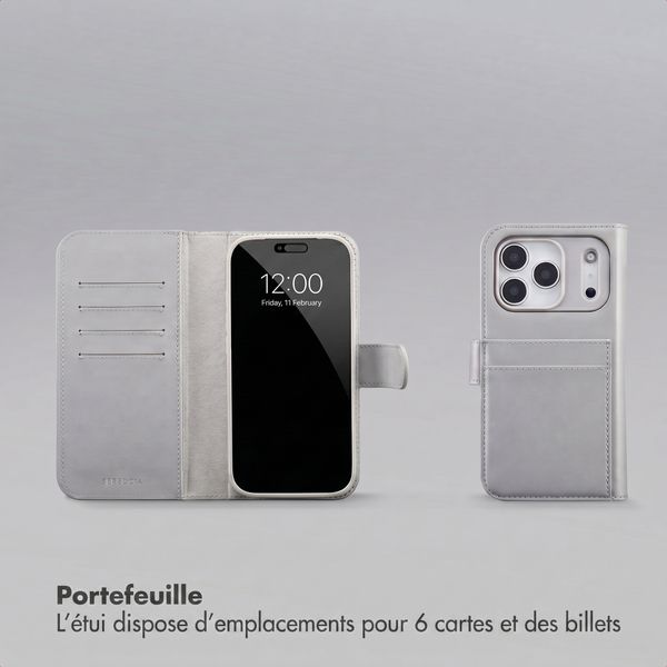 Accezz Coque portefeuille Edge amovible avec MagSafe Apple iPhone 18 Pro / 17 Pro - Gris