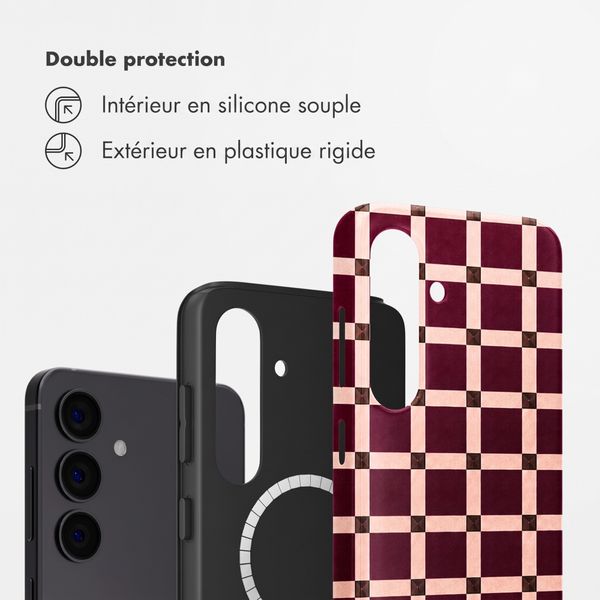 Selencia Coque arrière Vivid avec MagSafe Samsung Galaxy S24 - Check This Burgundy