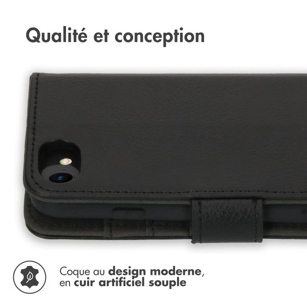 imoshion Étui de télephone portefeuille de luxe Apple iPhone SE (2022 / 2020) / 8 / 7 / 6(s) - Noir