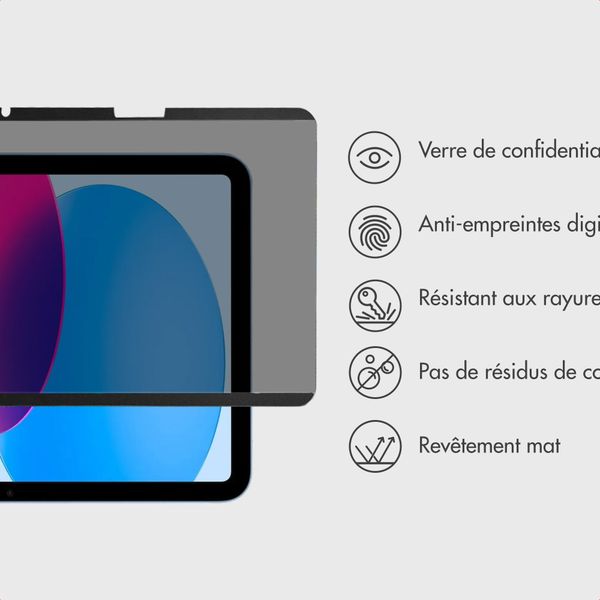 Accezz Protecteur d'écran de confidentialité magnétique Apple iPad 11 (2025) 11 pouces A16 / iPad 10 (2022) 10.9 pouces