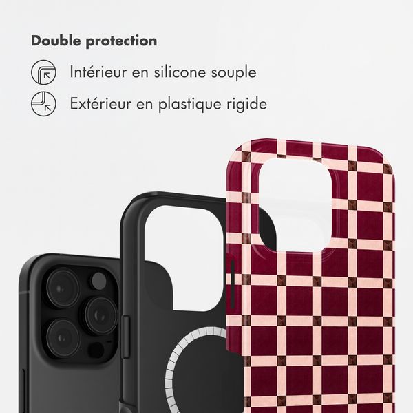 Selencia Coque arrière Vivid avec MagSafe Apple iPhone 16 Pro Max - Check This Burgundy