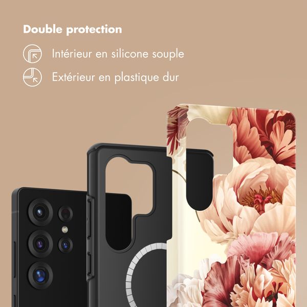 Selencia Coque arrière Vivid avec MagSafe Samsung Galaxy S26 - Vintage Peony