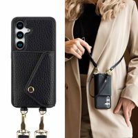 Selencia Coque de télephone Sera avec cordon et porte-cartes enveloppe Samsung Galaxy S25 / S24 - Noir