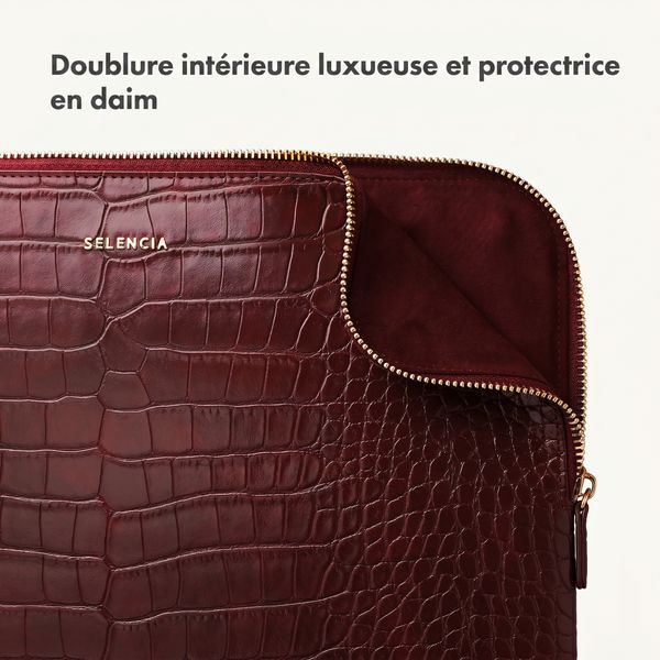 Selencia Pochette ordinateur Croco 13 pouces - Burgundy