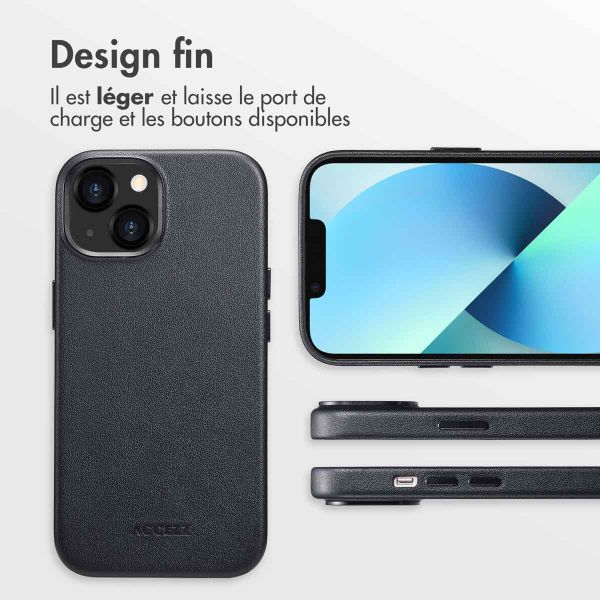 Accezz Coque arrière en cuir avec MagSafe Apple iPhone 13 - Onyx Black