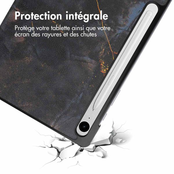 imoshion Coque tablette Design Trifold Samsung Galaxy Tab S9 11.0 pouces / S10 Lite / S10 FE / S9 FE 10.9 pouces - Black Marble