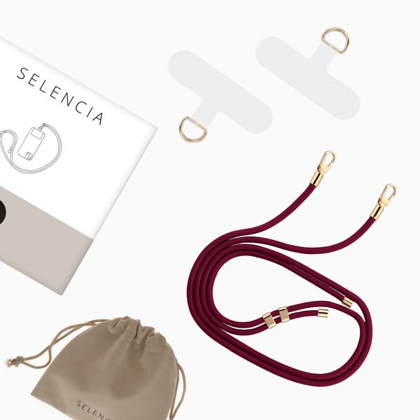 Selencia Cordon universel pour téléphone avec 2 crochets - réglable - Bold Burgundy