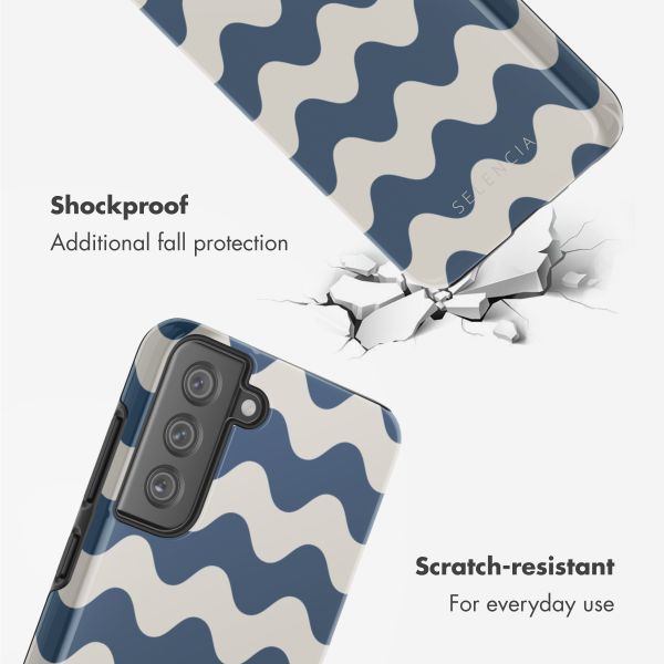 Selencia Coque arrière Vivid Samsung Galaxy S21 FE - Wave Vibes Classic Blue