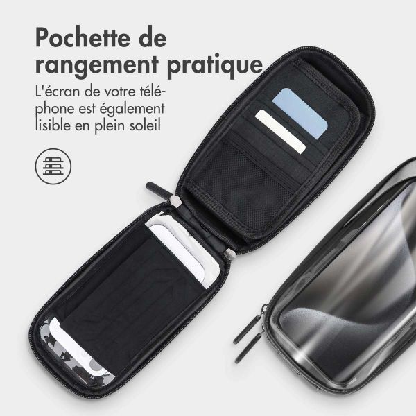 imoshion Support de téléphone pour vélo avec visière pare-soleil - Résistant aux éclaboussures - Universel - Noir