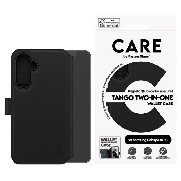 CARE by PanzerGlass Étui de télephone portefeuille Tango 2 en 1 avec MagSafe Samsung Galaxy A36 - Black