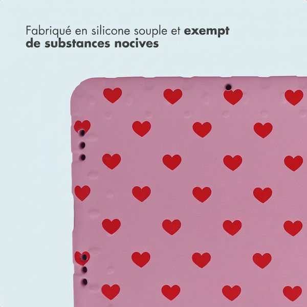 imoshion Coque arrière Kidsproof Design avec poignée Samsung Galaxy Tab A11 Plus / A9 Plus - Cœurs