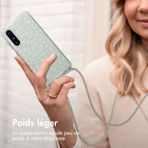 imoshion Coque Design avec cordon Samsung Galaxy A26 - Smoke Green Flowers