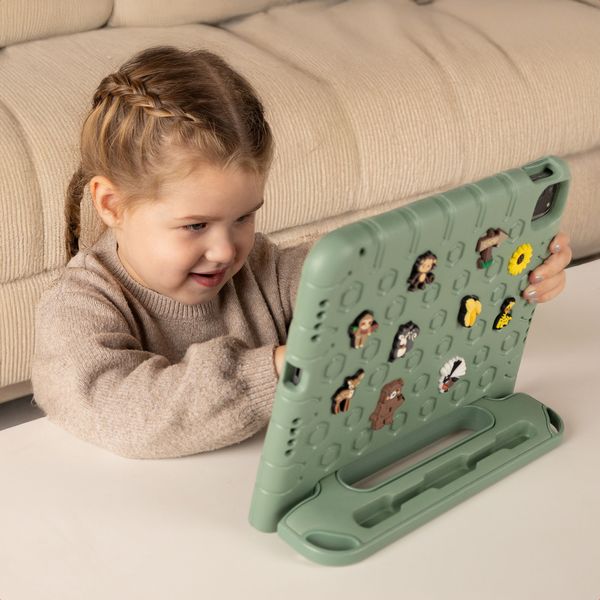 imoshion Coque kidsproof avec poupées amovibles Samsung Galaxy Tab A11 Plus / A9 Plus - Olive Green