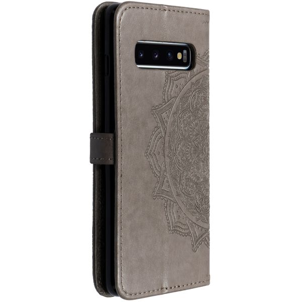 Etui de télephone portefeuille Mandala Samsung Galaxy S10 - Gris