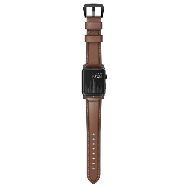 Nomad Bracelet traditionnel en cuir Apple Watch | 44/45/46/49 mm - Brown / Black