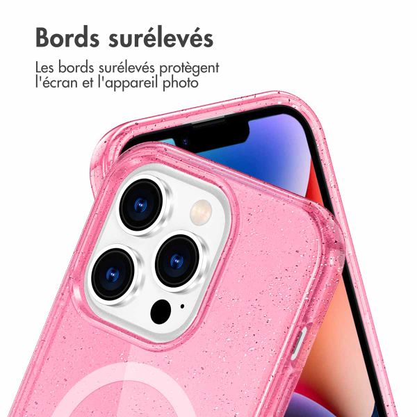 imoshion Coque Pailletée avec MagSafe Apple iPhone 14 Pro Max - Paillettes Rose