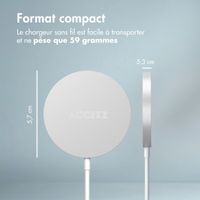 Accezz Chargeur sans fil USB-C - Chargeur sans fil MagSafe et Qi2 - 1 mètres - Blanc