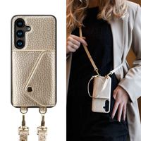 Selencia Coque de télephone Sera avec cordon et porte-cartes enveloppe Samsung Galaxy S24 - Champagne