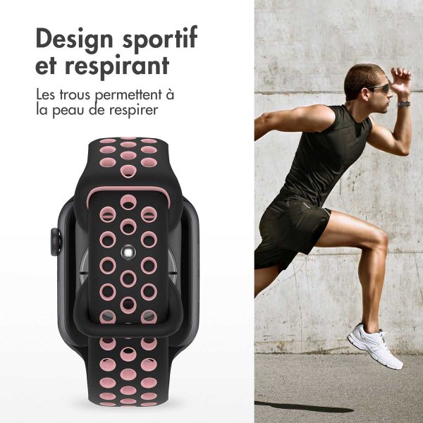 imoshion Bracelet Sport⁺ en silicone Apple Watch | 44/45/46/49 mm - Taille S/M - Black & Pink