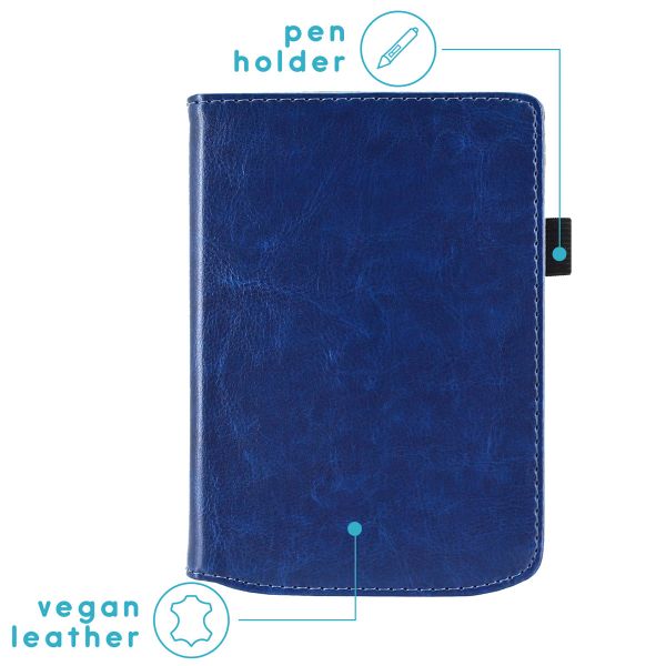 imoshion Étui de liseuse portefeuille en cuir végan Pocketbook Verse / Verse Pro / Verse Pro Color / Vivlio Light / Light HD - Bleu foncé