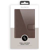 Selencia Étui portefeuille en cuir véritable Huawei P30 Lite - Marron