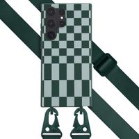 Selencia Coque design en silicone avec cordon amovible Samsung Galaxy S23 Ultra - Irregular Check Green