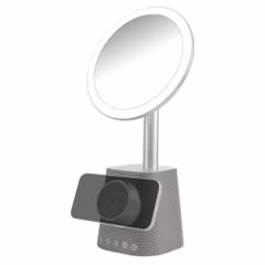 imoshion Miroir de maquillage avec haut-parleur Bluetooth et chargeur sans fil - Argenté