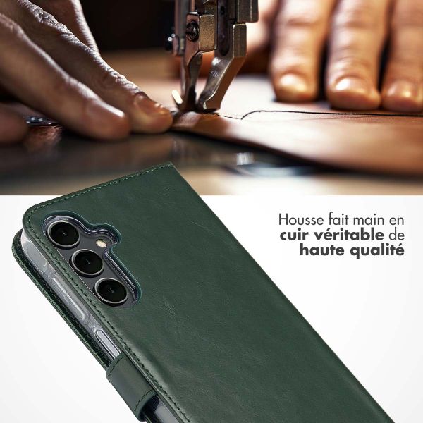 Selencia Étui portefeuille en cuir véritable Samsung Galaxy A16 - Vert