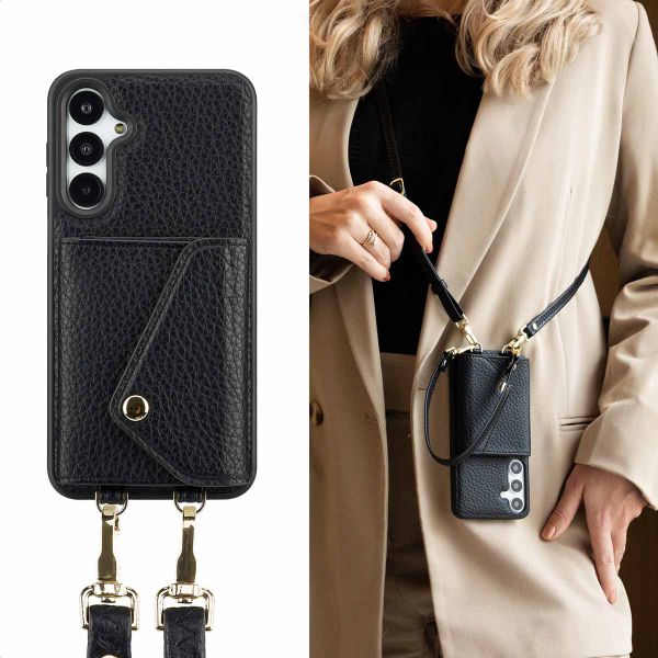 Selencia Coque de télephone Sera avec cordon et porte-cartes enveloppe Samsung Galaxy A16 - Noir