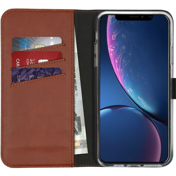 Selencia Étui portefeuille en cuir véritable Apple iPhone 11 Pro Max - Marron clair