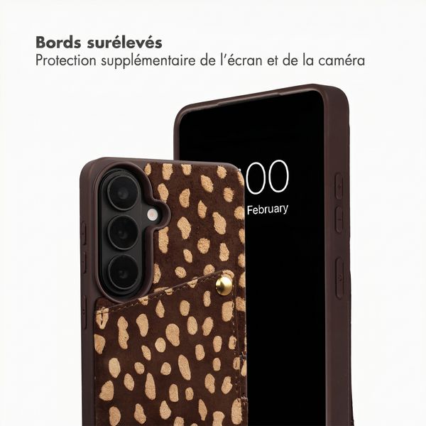 Selencia Nova coque arrière en cuir véritable avec porte-cartes Samsung Galaxy S25 - Fawn Chic