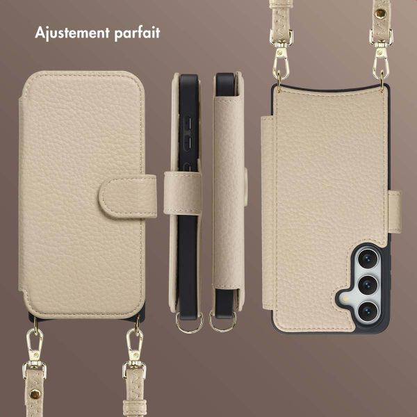 Selencia Étui Riva avec MagSafe et cordon de téléphone Samsung Galaxy S25 / S24 - Beige