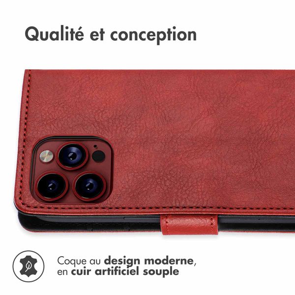 imoshion Étui de télephone portefeuille de luxe Apple iPhone 15 Pro - Rouge