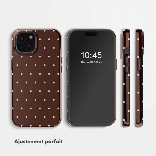 Selencia Coque arrière Vivid Apple iPhone 15 - Happy Dots Chocolate