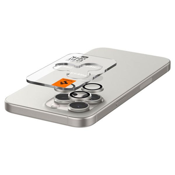 Spigen Optik Pro EZ Fit Lens Protector - Protection d'objectif de caméra (lot de 2) Apple iPhone 17 Pro (Max) / 16 Pro (Max) / 15 Pro (Max) / 14 Pro (Max) - Titanium White