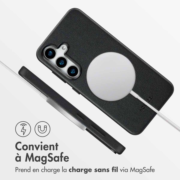 Accezz Coque arrière en cuir avec MagSafe Samsung Galaxy S25 - Onyx Black