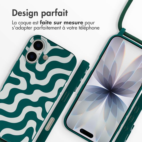 imoshion Coque design en silicone avec cordon Apple iPhone 17 - Petrol Green Groovy