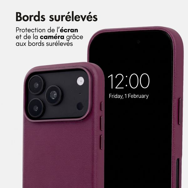 Accezz Coque arrière en cuir avec MagSafe Apple iPhone 18 Pro Max / 17 Pro Max - Heath Purple