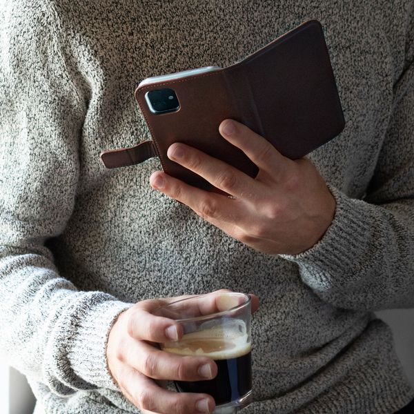 Selencia Étui portefeuille en cuir véritable Samsung Galaxy S20 - Marron