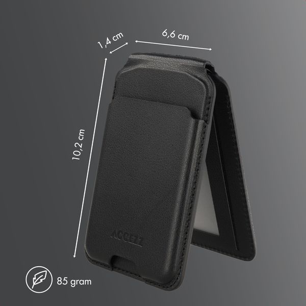 Accezz Portefeuille en cuir magnétique avec support - Compatible avec Apple Find My - Onyx Black
