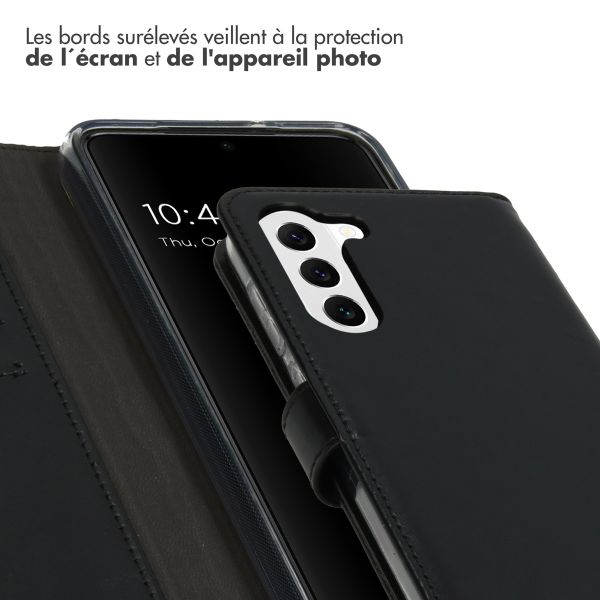 Selencia Étui portefeuille en cuir véritable Samsung Galaxy S23 Plus - Noir