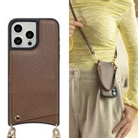 Selencia Coque de télephone Nova avec cordon et porte-cartes Apple iPhone 15 Pro Max - Mocha Brown