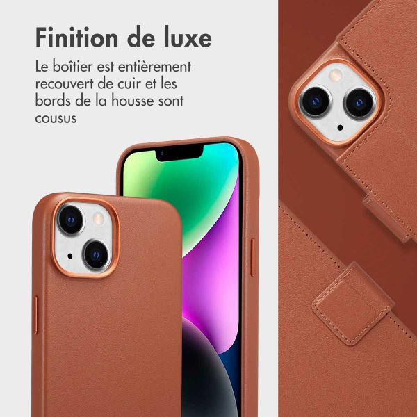 Accezz Étui de télephone portefeuille en cuir 2-en-1 avec MagSafe Apple iPhone 14 - Sienna Brown