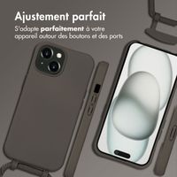 imoshion Coque arrière Color avec cordon amovible et MagSafe Apple iPhone 15 - Black Coffee