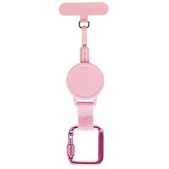 imoshion Cordon rétractable avec mousqueton et patch pour téléphone - Cordon de téléphone anti-vol - Rose