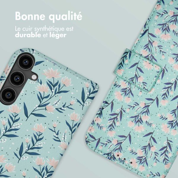 imoshion Étui de télephone portefeuille Design Samsung Galaxy S23 FE - Blue Flowers